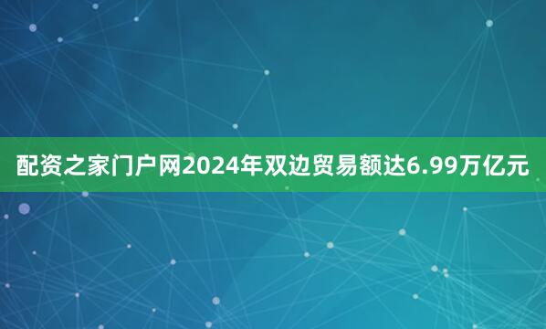 配资之家门户网2024年双边贸易额达6.99万亿元
